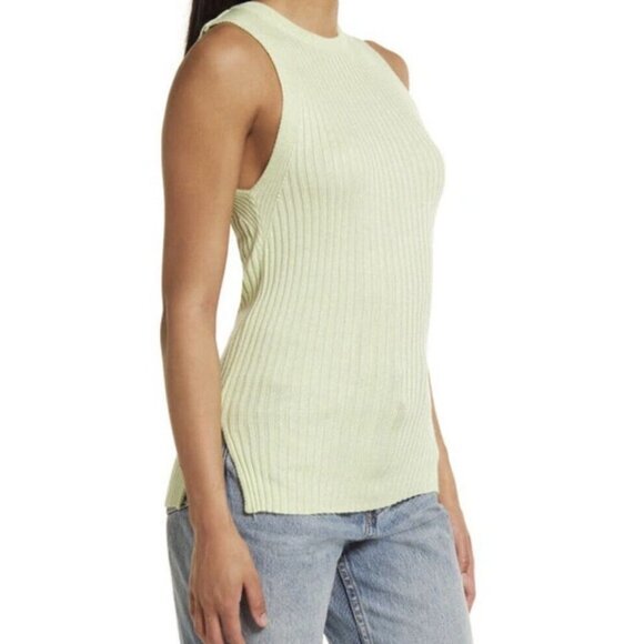 TOPSHOP Ribbed Knit Tank Green - Picture 3 of 16